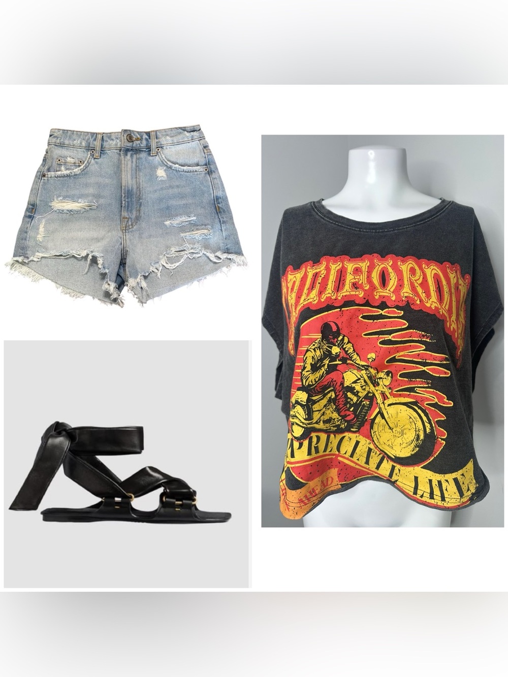 SHEIN Black washed out California tee-0XL